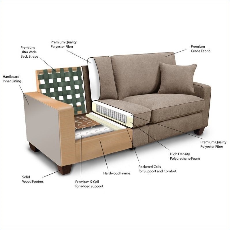 Pemberley Row Fabric Fawn Tan Sofa Rectangular 78