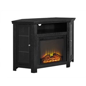 Pemberly Row 48&quot Corner Fireplace TV Stand in Black