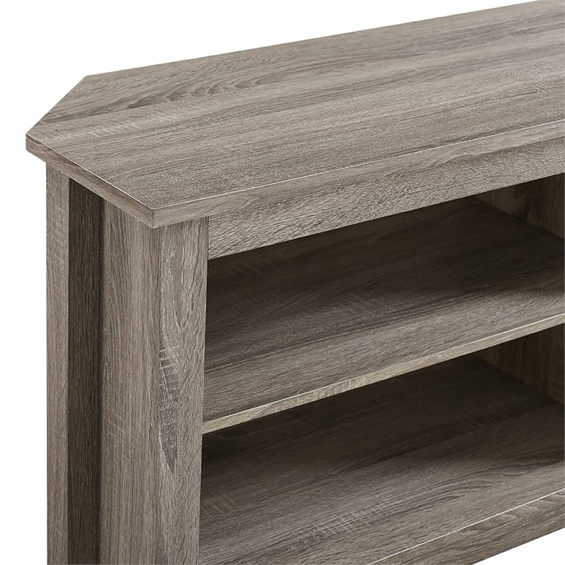 Pemberly Row Modern Wood Corner TV Stand for TVs up to 58