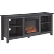 Pemberley Row MDF Charcoal Gray TV Stand Rectangular Electric Fireplace 58