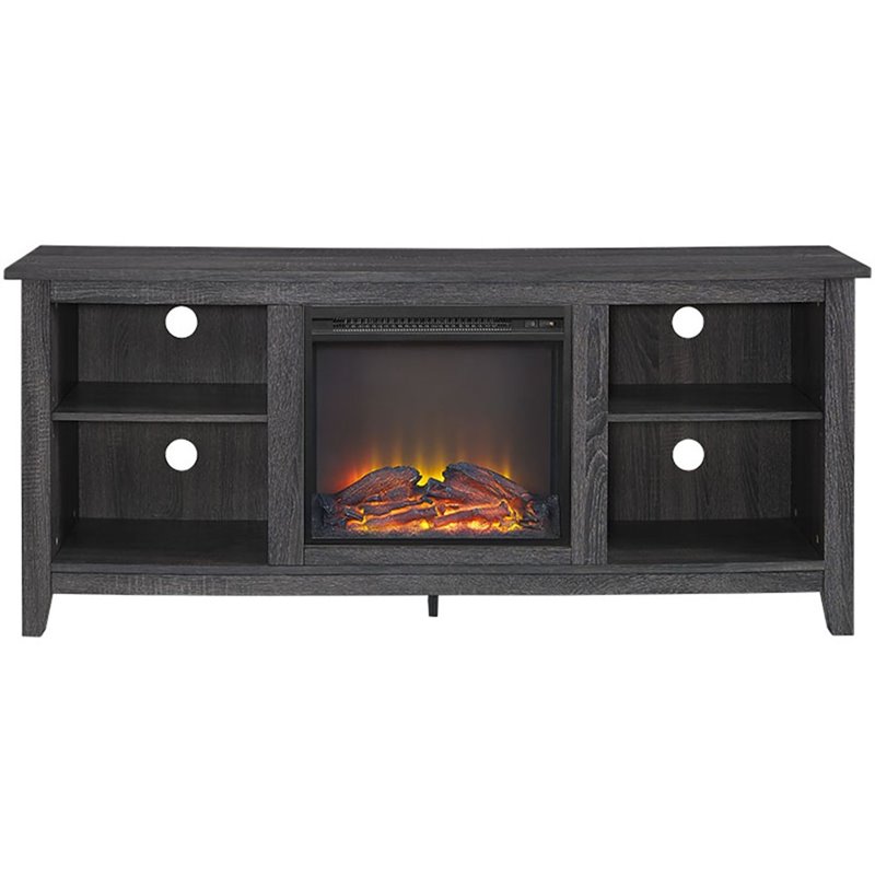 Pemberley Row MDF Charcoal Gray TV Stand Rectangular Electric Fireplace 58