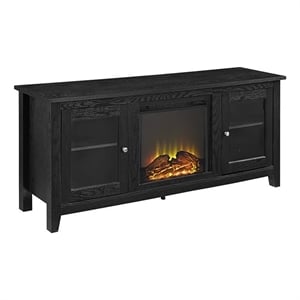 Pemberly Row Modern Wood Fireplace TV Stand for TVs up to 58&quot in Black