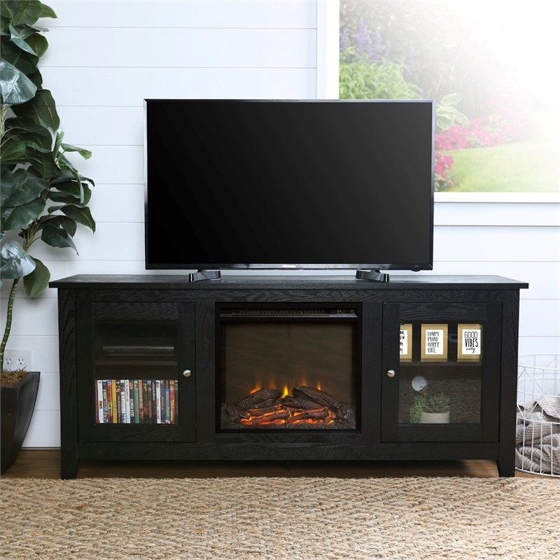 Pemberly Row Modern Wood Fireplace TV Stand for TVs up to 58