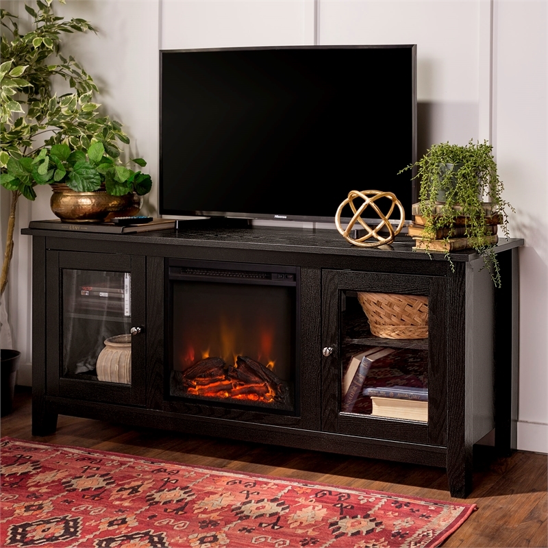 Pemberly Row Modern Wood Fireplace TV Stand for TVs up to 58