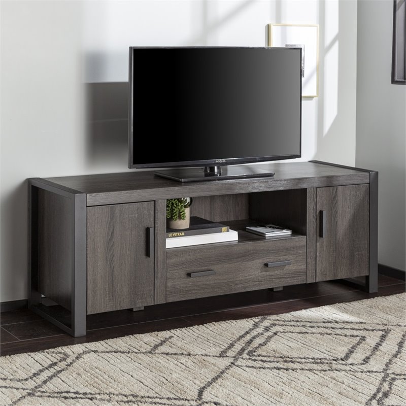 Pemberly Row Industrial Wood TV Stand for TVs up to 60