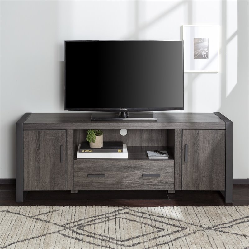 Pemberly Row Industrial Wood TV Stand for TVs up to 60