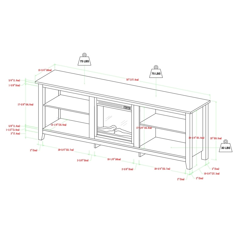 Pemberly Row Modern Wood Fireplace TV Stand for TVs up to 70
