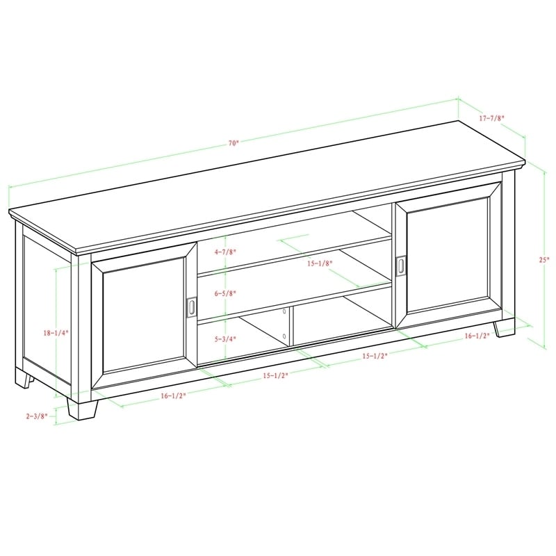Pemberly Row Traditional Wood Sliding Door TV Console for TVs up to 70