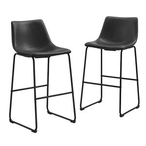 Pemberley Row Faux Leather Black Bar Stool Rectangular Sturdy 40&quot Unassembled