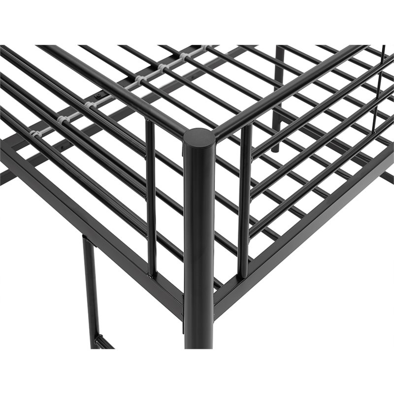 Pemberly Row Modern Steel Metal Full over Loft Bunk Bed in Black
