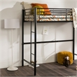 Pemberly Row Modern Steel Metal Twin Size Loft Bunk Bed in Black