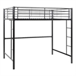 Pemberly Row Modern Steel Metal Twin Size Loft Bunk Bed in Black