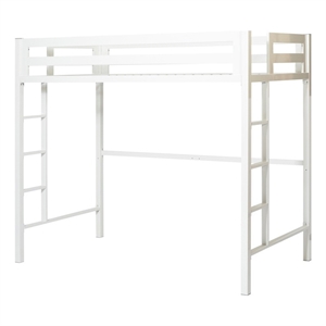 Pemberly Row Transitional Steel Metal Twin Loft Bed in White