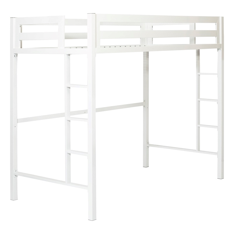 Pemberly Row Transitional Steel Metal Twin Loft Bed in White