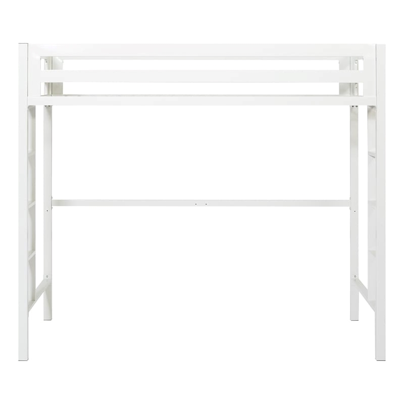 Pemberly Row Transitional Steel Metal Twin Loft Bed in White