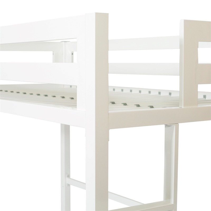 Pemberly Row Transitional Steel Metal Twin Loft Bed in White