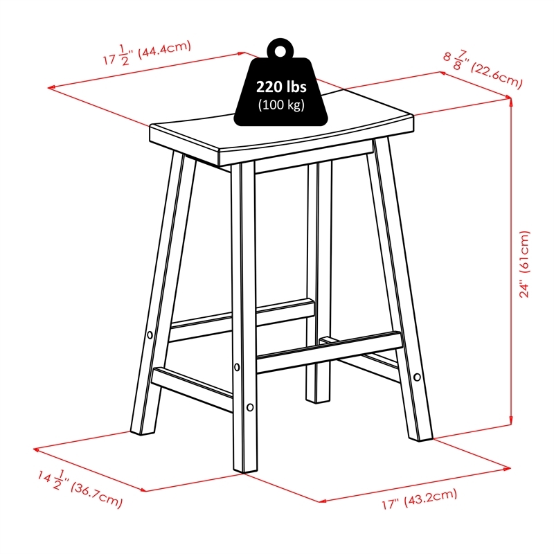 Pemberley Row Solid Wood Natural Counter Stool Rectangular 24