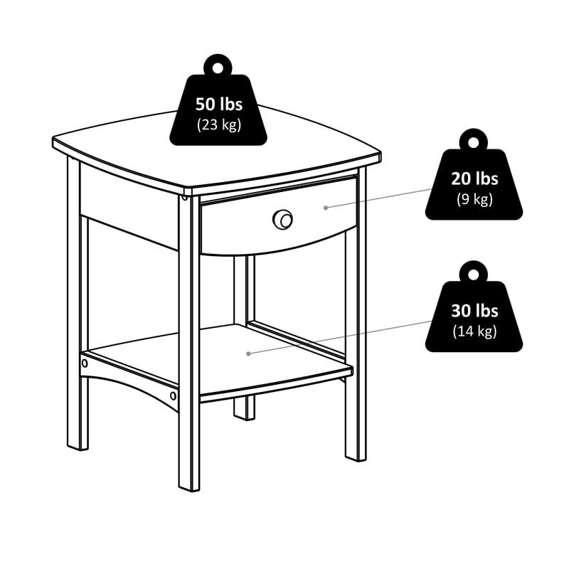 Pemberly Row Transitional Solid Wood End Table with Drawer in White
