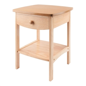 Pemberly Row Transitional Solid Wood Nightstand with Drawer in Natural