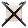 Pemberly Row Transitional Solid Wood/Fabric Luggage Rack with Basket in Espresso