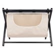 Pemberly Row Transitional Solid Wood/Fabric Luggage Rack with Basket in Espresso