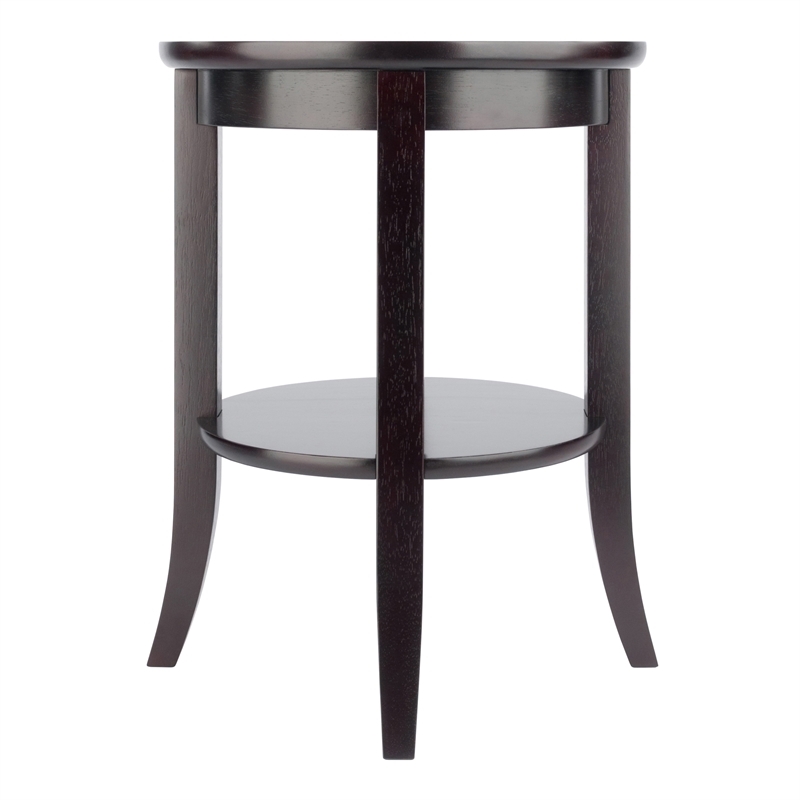 Pemberley Row Solid Wood Espresso End Table Circular Glass Top 22.56