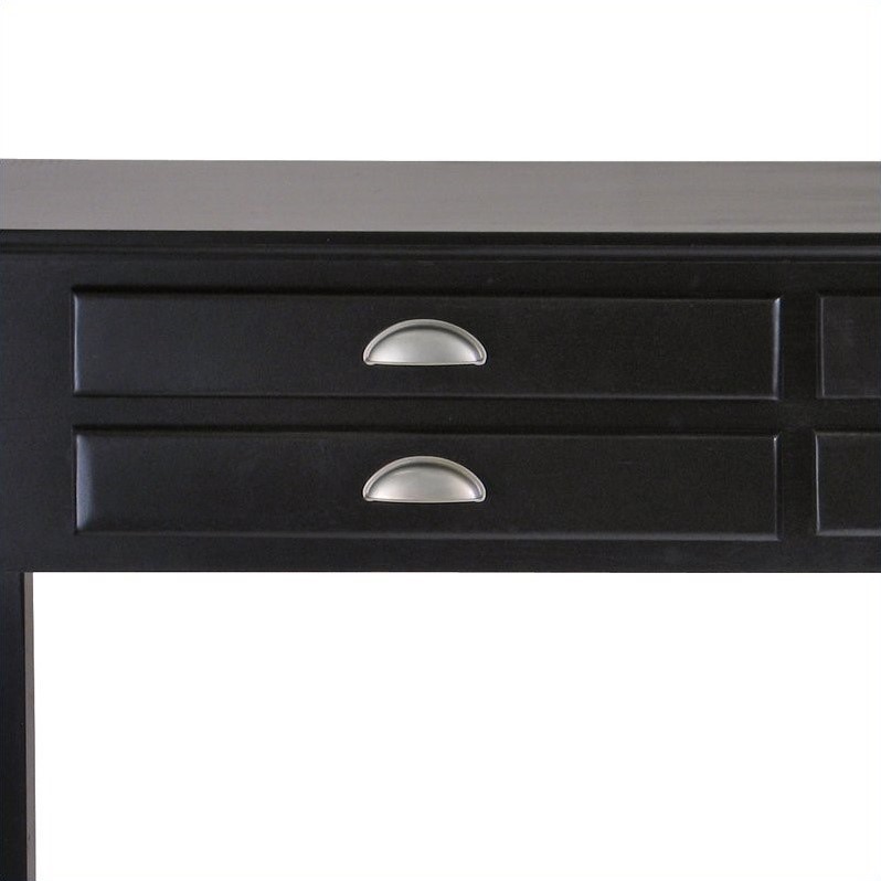 Pemberly Row 4-Drawer Transitional Solid Wood Console Table in Black