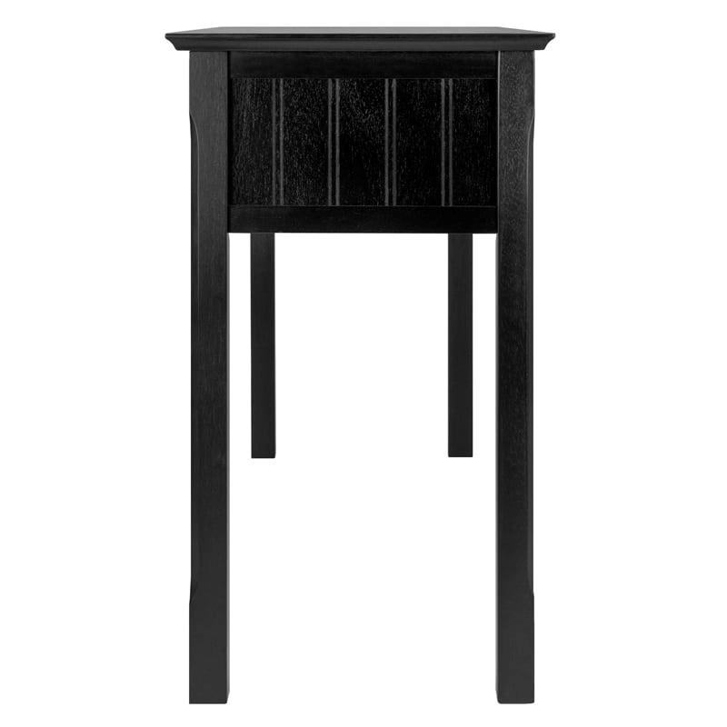 Pemberly Row 4-Drawer Transitional Solid Wood Console Table in Black