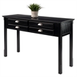 Pemberly Row 4-Drawer Transitional Solid Wood Console Table in Black