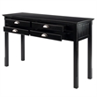 Pemberly Row 4-Drawer Transitional Solid Wood Console Table in Black
