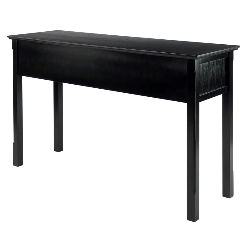 Pemberly Row 4-Drawer Transitional Solid Wood Console Table in Black
