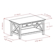 Pemberly Row Contemporary Solid Wood Coffee Table with 2 Drawers in Cappuccino