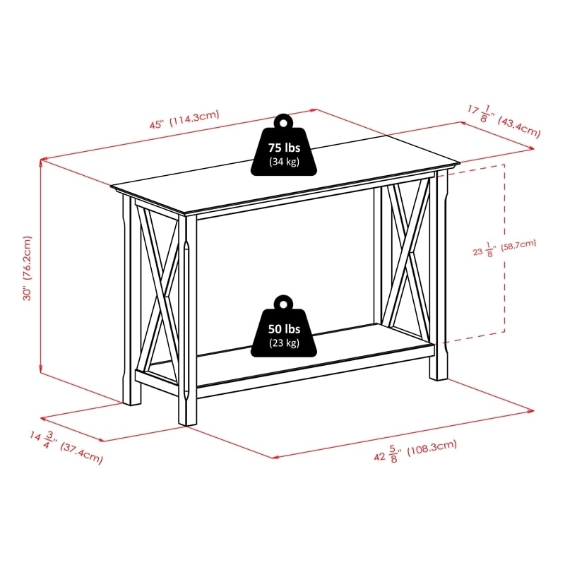 Pemberly Row X Designed Transitional Solid Wood Console Table in Cappuccino