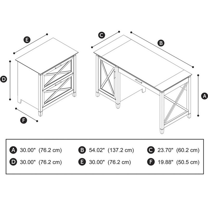 Pemberly Row 2-Piece Engineered Wood Computer Desk & File Cabinet in Gray