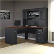 Pemberley Row Laminate Antique Black L-Shaped Office Desk with Hutch Rectangular 59.53