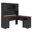 Pemberley Row Laminate Antique Black L-Shaped Office Desk with Hutch Rectangular 59.53