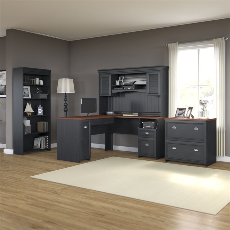 Pemberly Row 4 Piece Office Set in Antique Black