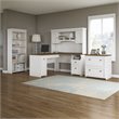 Pemberley Row Laminate Antique White Office Set L Shaped Desk Hutch File Cabinet Bookcase 30.72