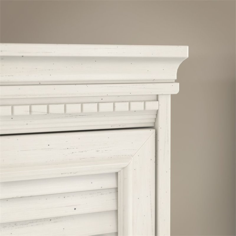 Pemberley Row Laminate Antique White Office Set L Shaped Desk Hutch File Cabinet Bookcase 30.72