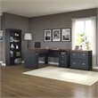 Pemberley Row Laminate Antique Black Office Set L Shaped Desk with Bookcase and File Cabinet
