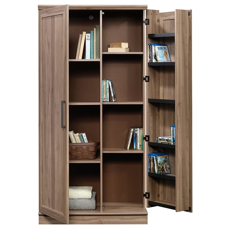 Pemberly Row Traditional Engineered Wood 3-Shelf Storage Cabinet in Salt Oak