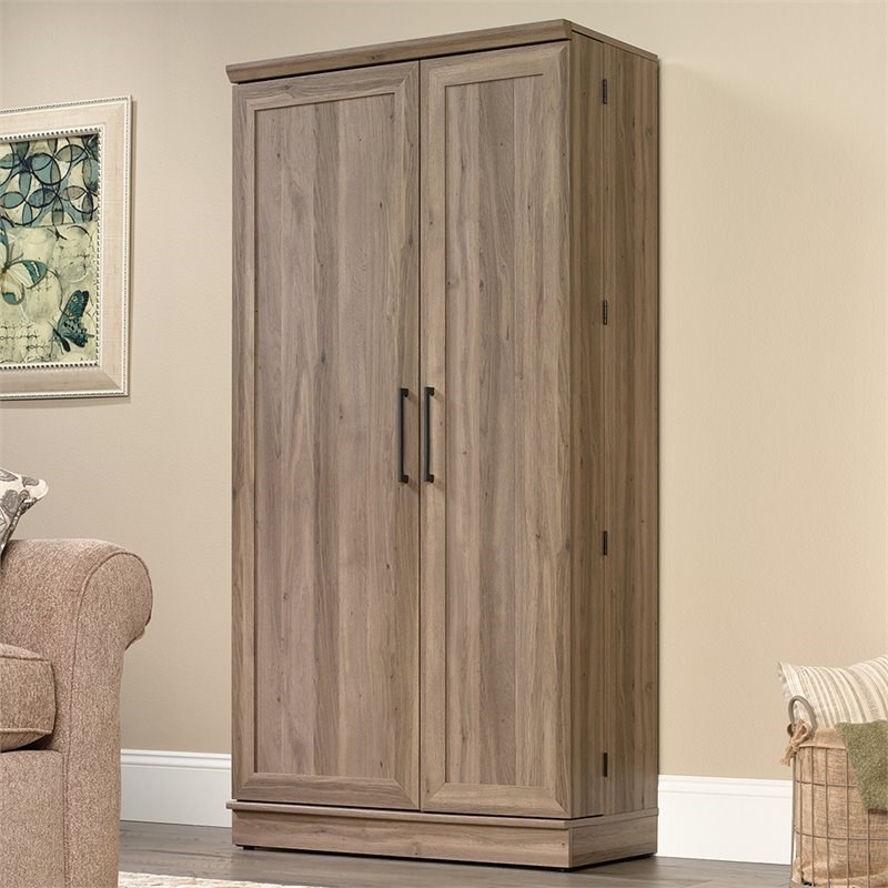 Pemberly Row Traditional Engineered Wood 3-Shelf Storage Cabinet in Salt Oak