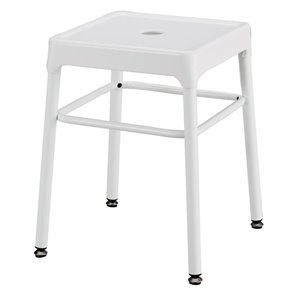 Pemberly Row 18&quot Industrial Steel Metal Backless Guest Stool in White