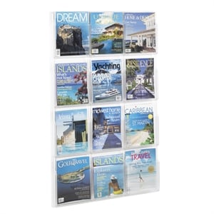 Pemberley Row PETG Plastic Clear Magazine Display Rectangular Wall Mountable 30&quotx2&quotx49&quot Assembled