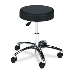 Pemberly Row Black Lab Faux Leather Drafting Chair with Pneumatic Lift