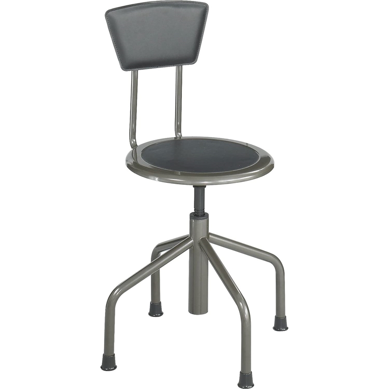 Pemberly Row Stool Low Base with Back in Pewter