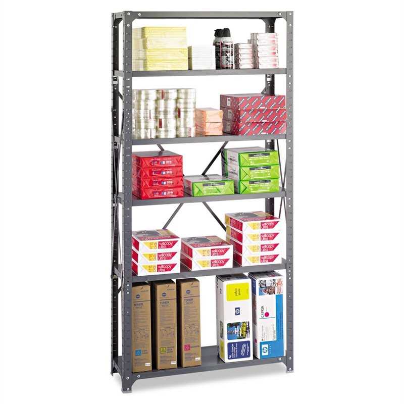 Pemberly Row 36 x 12 Commercial 6 Shelf Kit in Dark Grey Finish