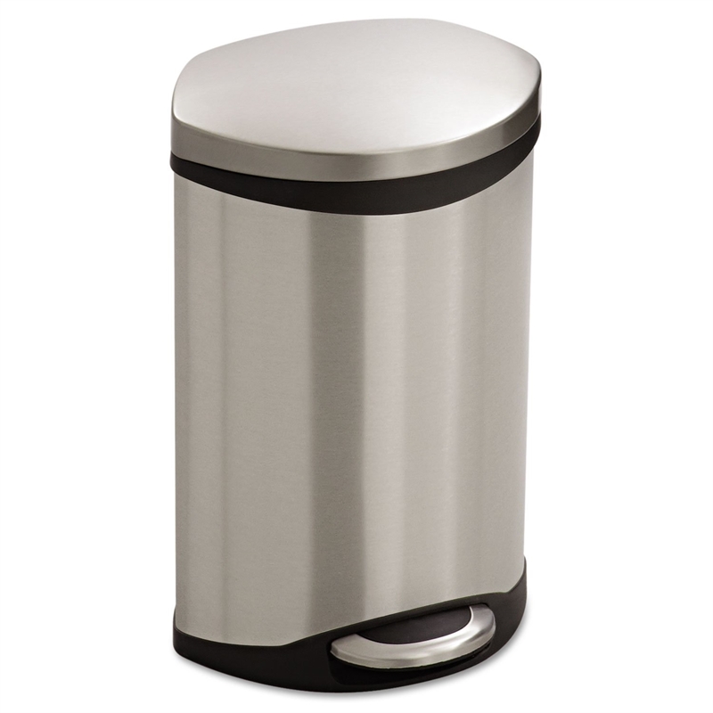 Pemberly Row Modern Stainless Steel 3 Gallon Receptacle in Gray