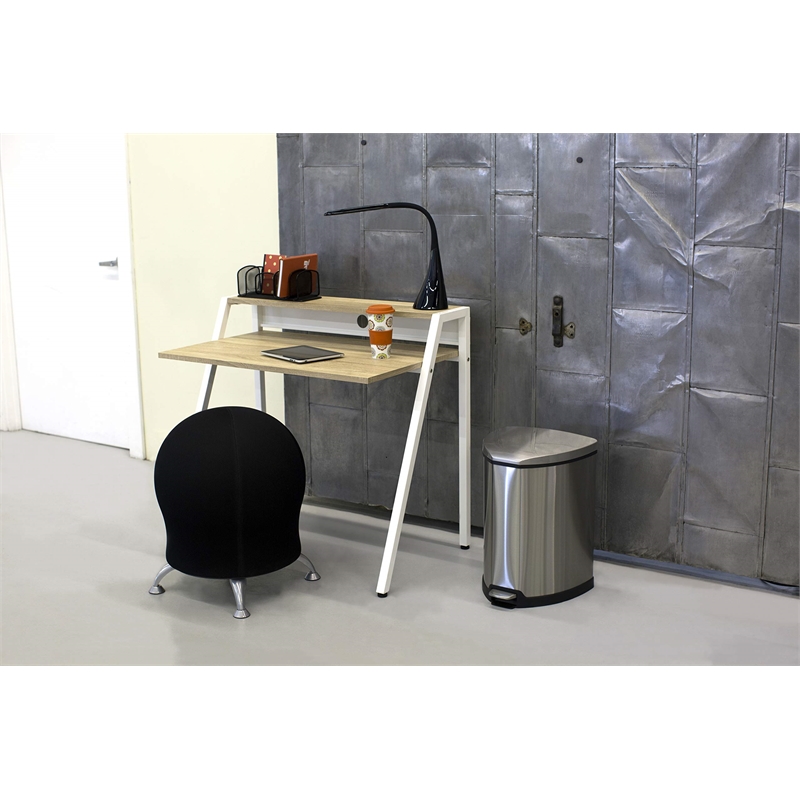 Pemberly Row Modern Stainless Steel 3 Gallon Receptacle in Gray