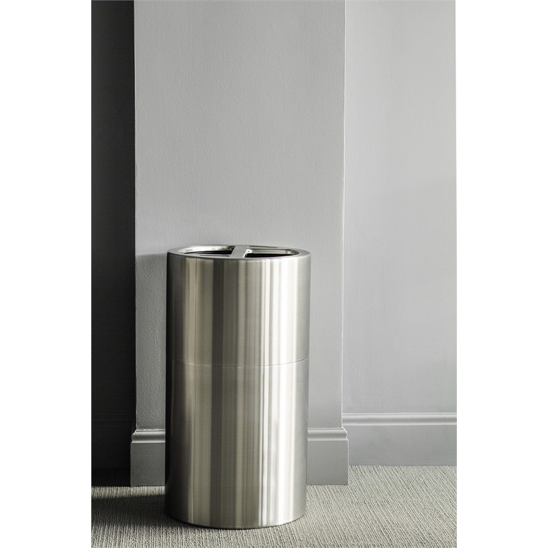 Pemberly Row Dual Recycling Receptacle in Stainless Steel